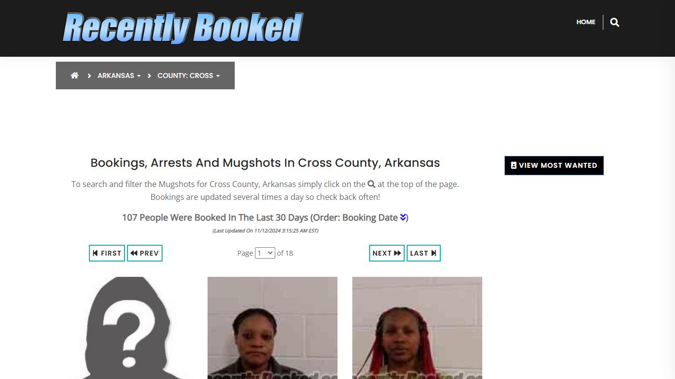 Bookings, Arrests and Mugshots in Cross County, Arkansas - Recently Booked